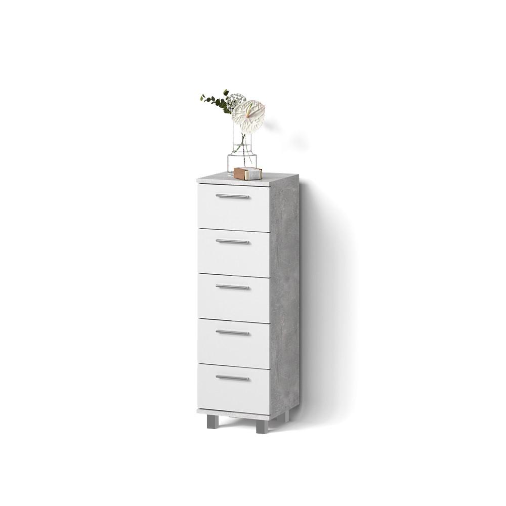 BADSCHRANK Eisak Beton 30 x 95 cm - Grau, Holzwerkstoff (30/95/30cm) - Livinity®