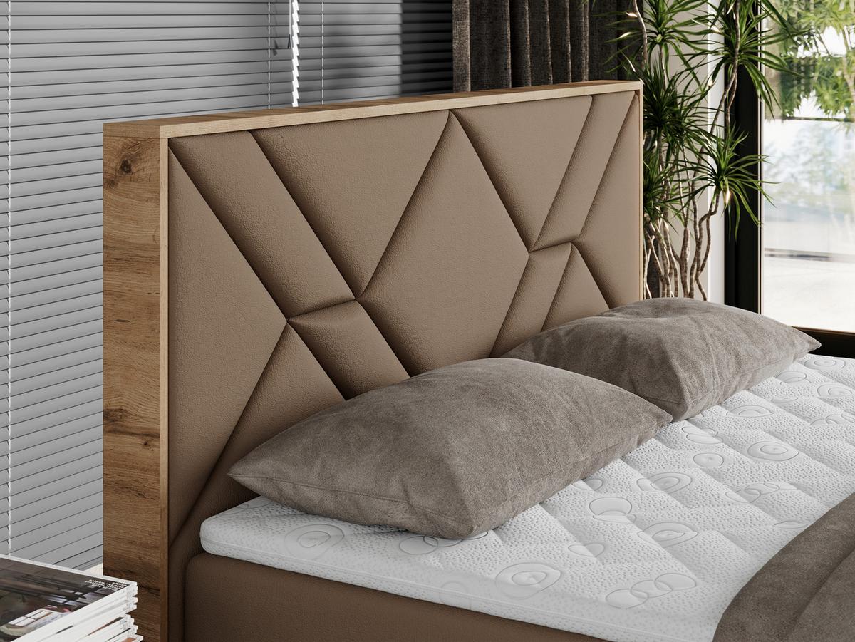 BOXBETT GUNAR - 160/200 Braun Kunstleder - H4 - Braun, Holz/Textil (160/200cm) - MKS