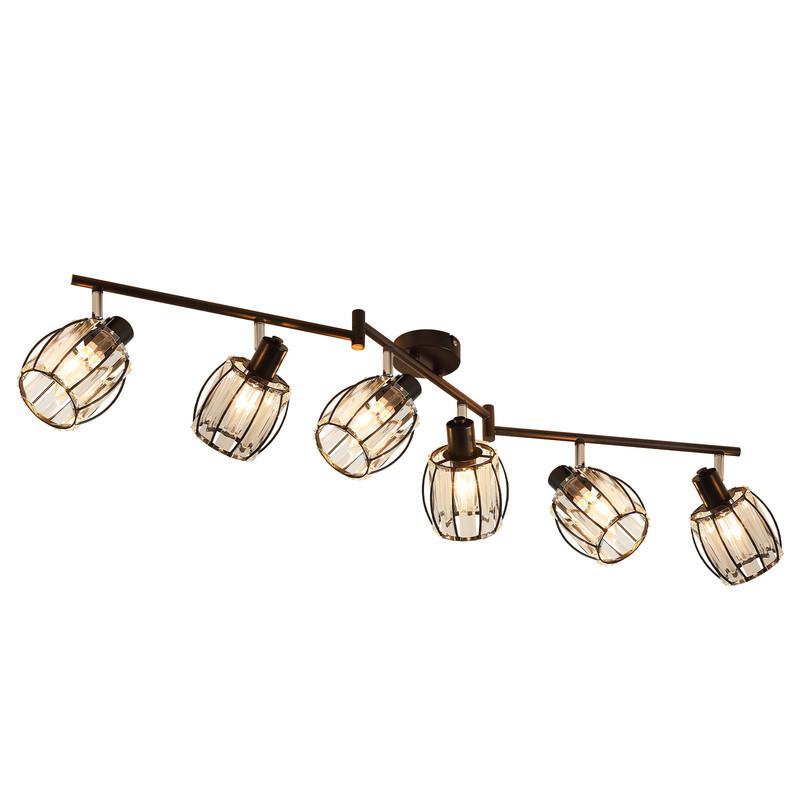 DECKENSTRAHLER Letourneau 6-flammig 103/57/21cm - Schwarz, Metall (103/57/21cm) - Nettlife