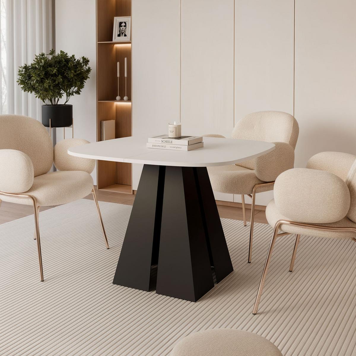 AUSZIEHTISCH ZELO 100/50/76 cm mit Metallgestell, Schwarz / Weiß - Schwarz/Weiß, Holzwerkstoff/Metall (50/100/76cm) - Idohome