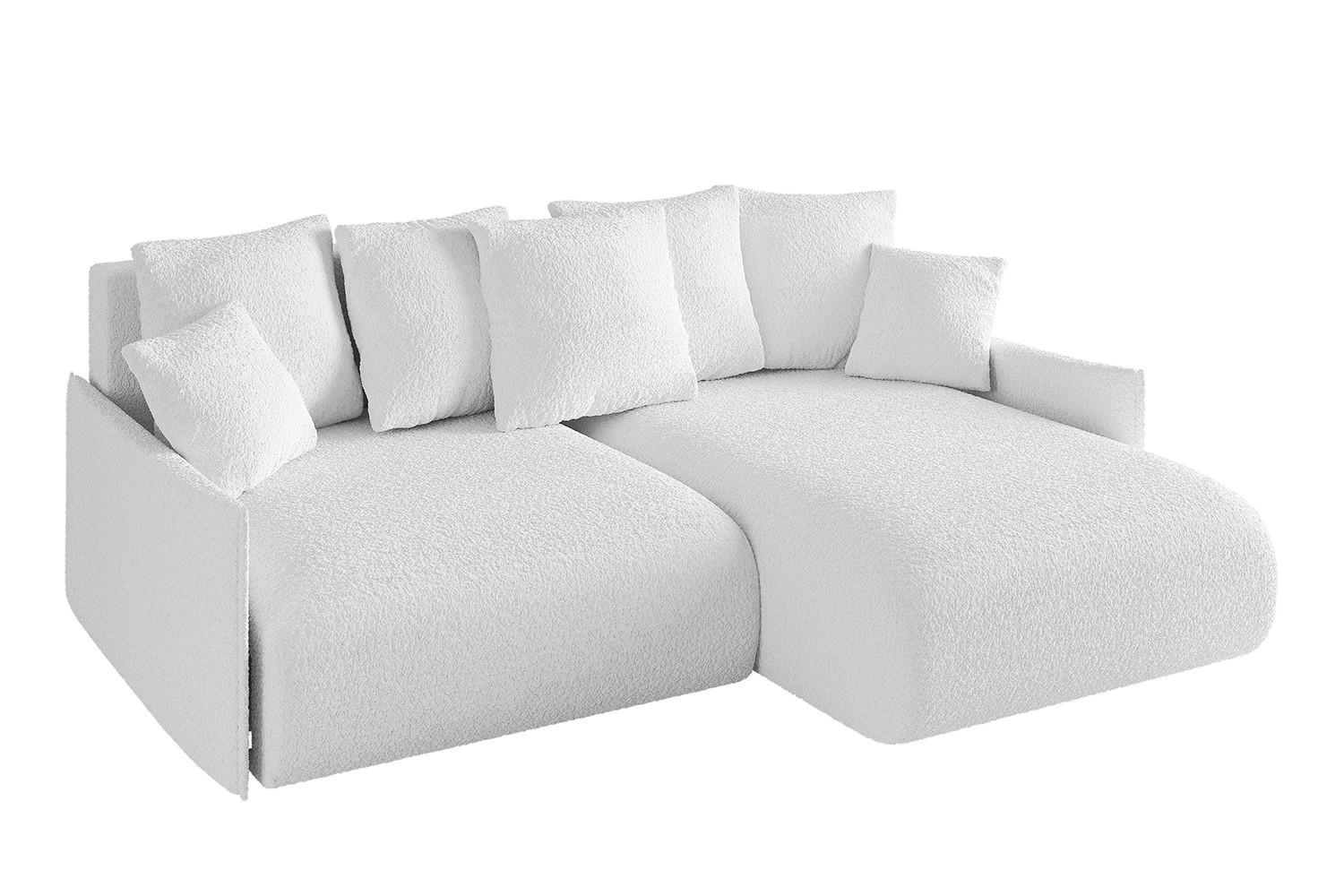 ECKSOFA Ottomane rechts ONESK-L -v1 216x177x72 Weiß Bouclé - Weiß, Holzwerkstoff/Kunststoff (177/216cm) - ALTDECOR