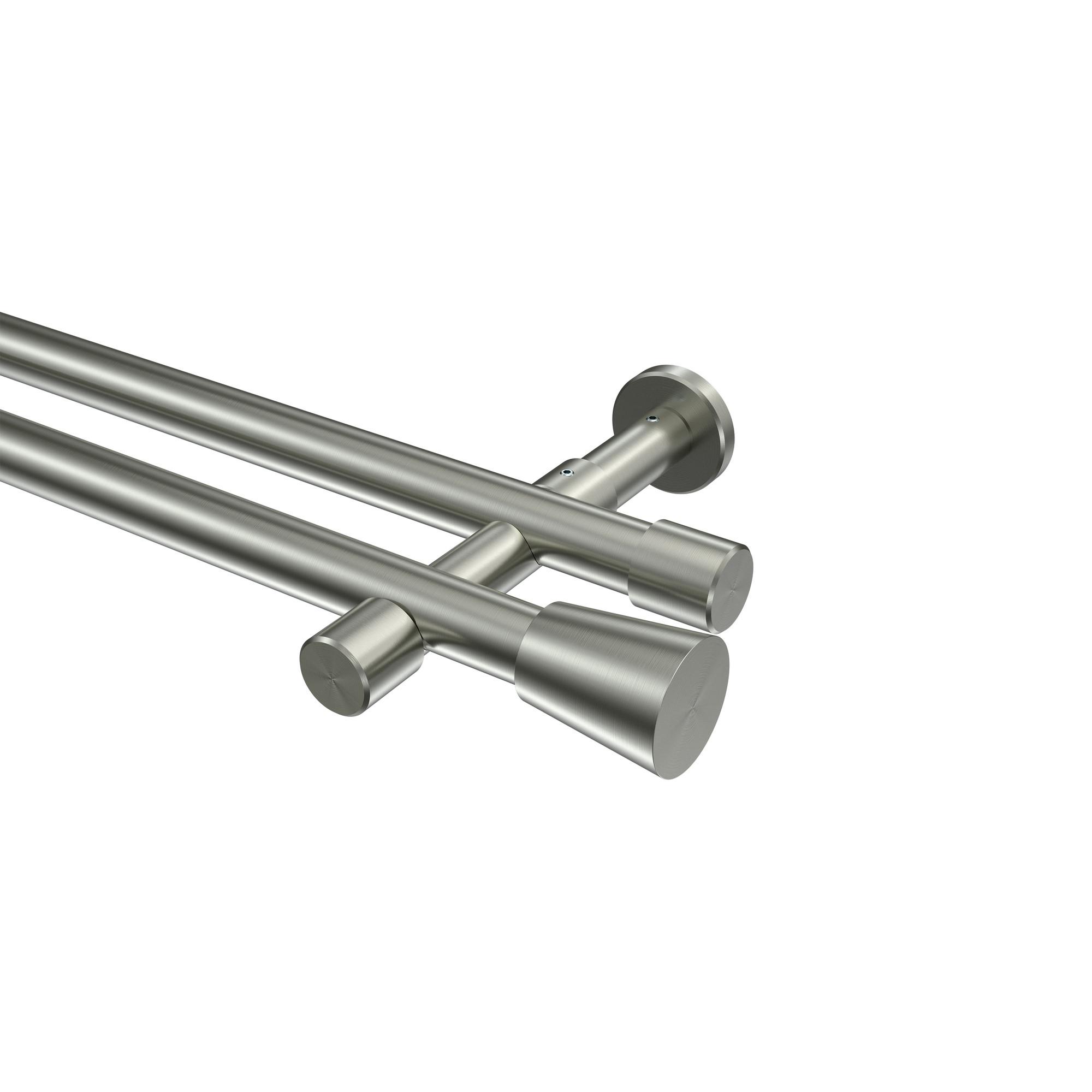 GARDINENSTANGE Prestige Sitra 480 cm (geteilt in 3 x 160 cm), 2-läufig (ohne Ringe), 20 mm Ø Edelstahl-Optik - Edelstahlfarben, Metall (480cm) - INTERDECO