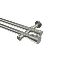 GARDINENSTANGE Prestige Sitra 480 cm (geteilt in 3 x 160 cm), 2-läufig (ohne Ringe), 20 mm Ø Edelstahl-Optik - Edelstahlfarben, Metall (480cm) - INTERDECO