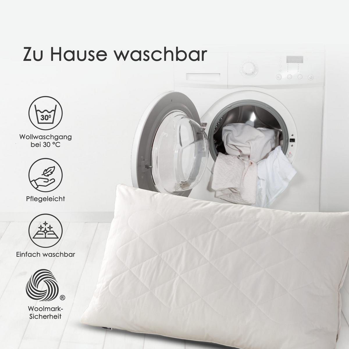 SCHURWOLLE-KISSEN 48/74 cm mittelweich - Weiß, Textil (48/74cm) - Homescapes