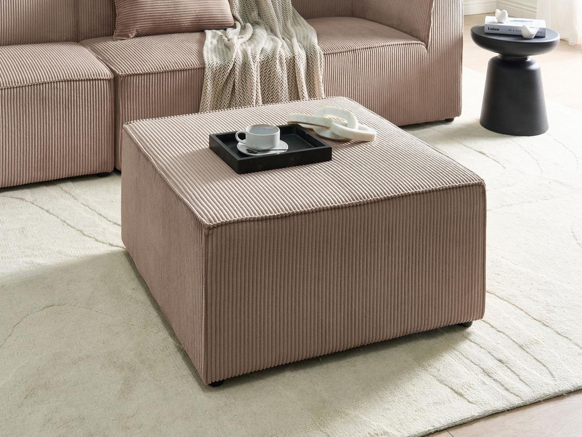 OTTOMANE Cord Sandbeige Lemvig - Sandfarben, Textil (83/41/83cm) - Beliani