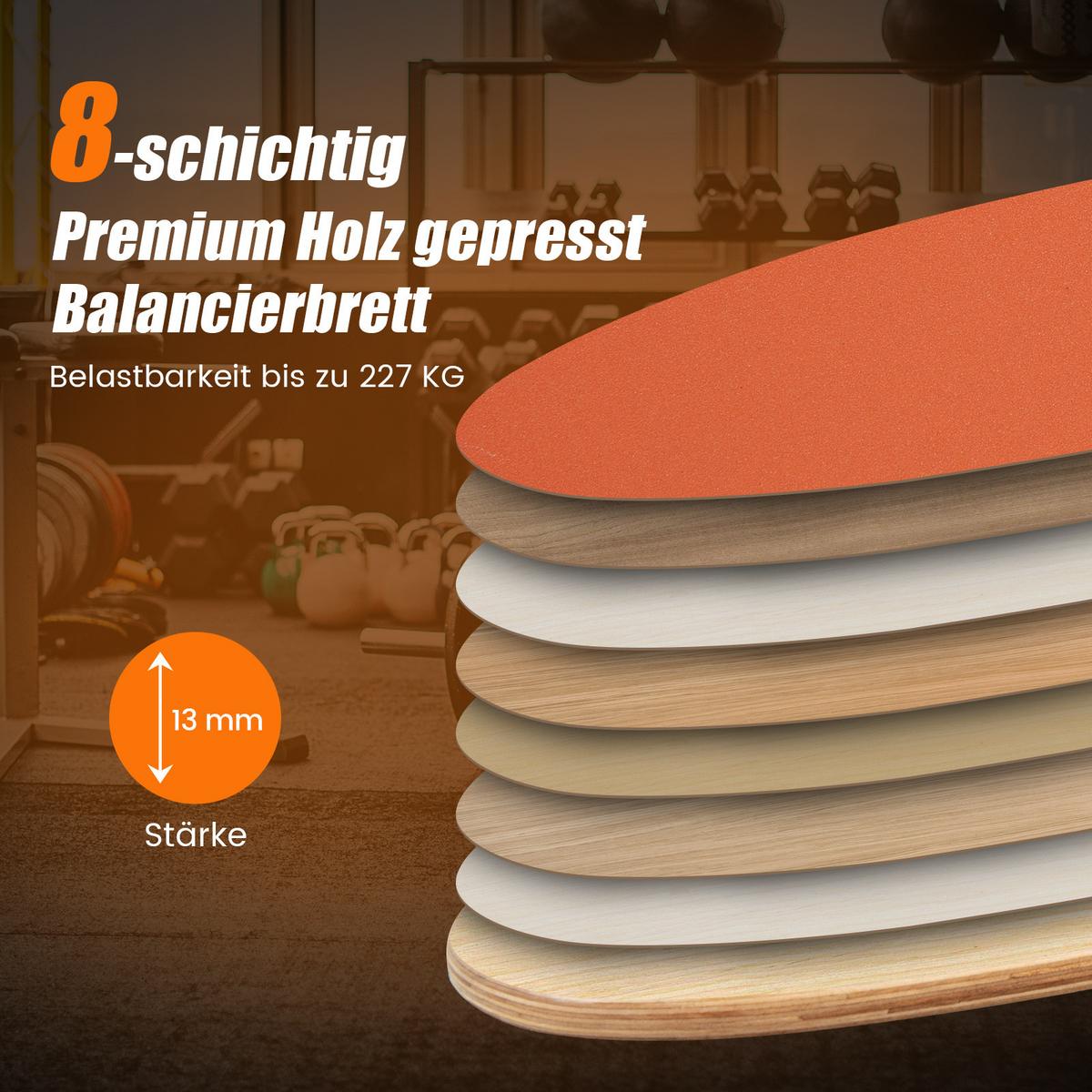 BALANCIERBRETT Orange - Orange, Holz (82/28cm) - COSTWAY