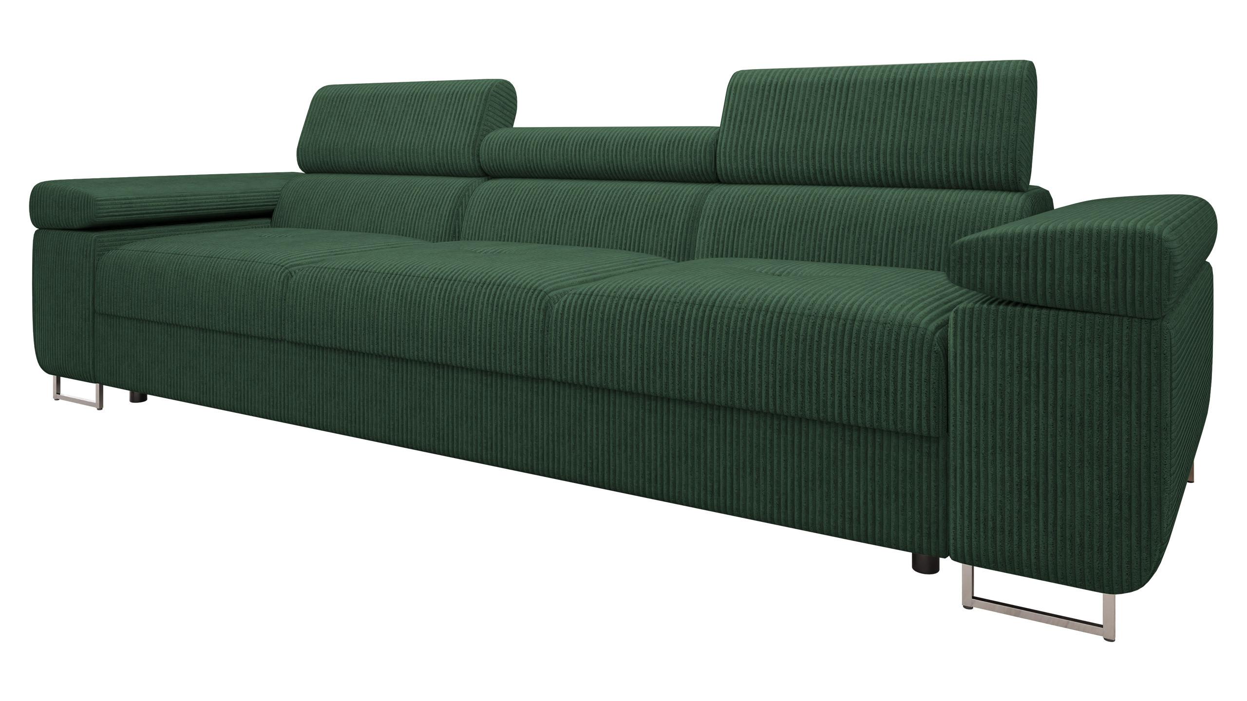 SOFA Torezio 3 Cord - Grün, Holz/Textil (263/90/102cm) - MIRJAN24