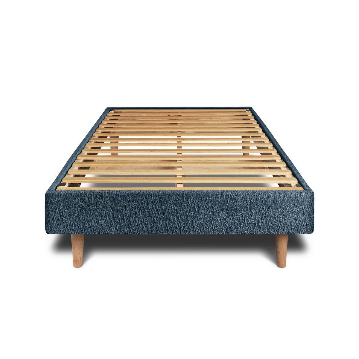 LATTENROST – Bouclé-Stoff– Bausatz zur Selbstmontage - 90x190 cm - Blau/Beige, Karton/Holz (90/190cm) - Sommeil de Plomb