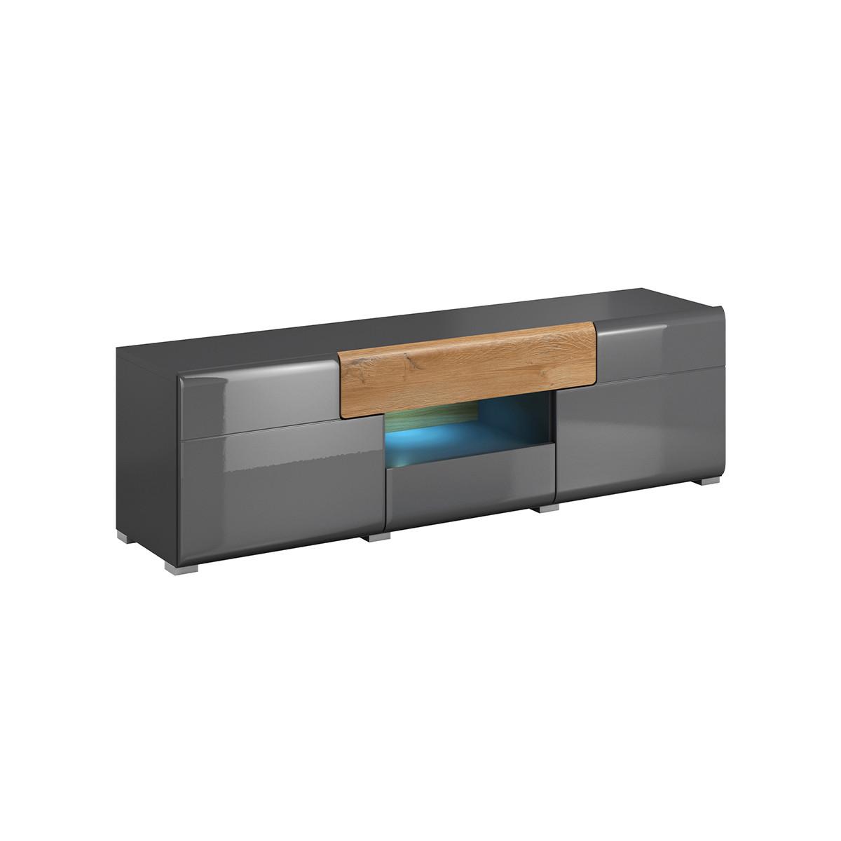 TV-MÖBEL Jules Grau und Holz - Grau, Holzwerkstoff (159/47/39cm) - Petits-meubles