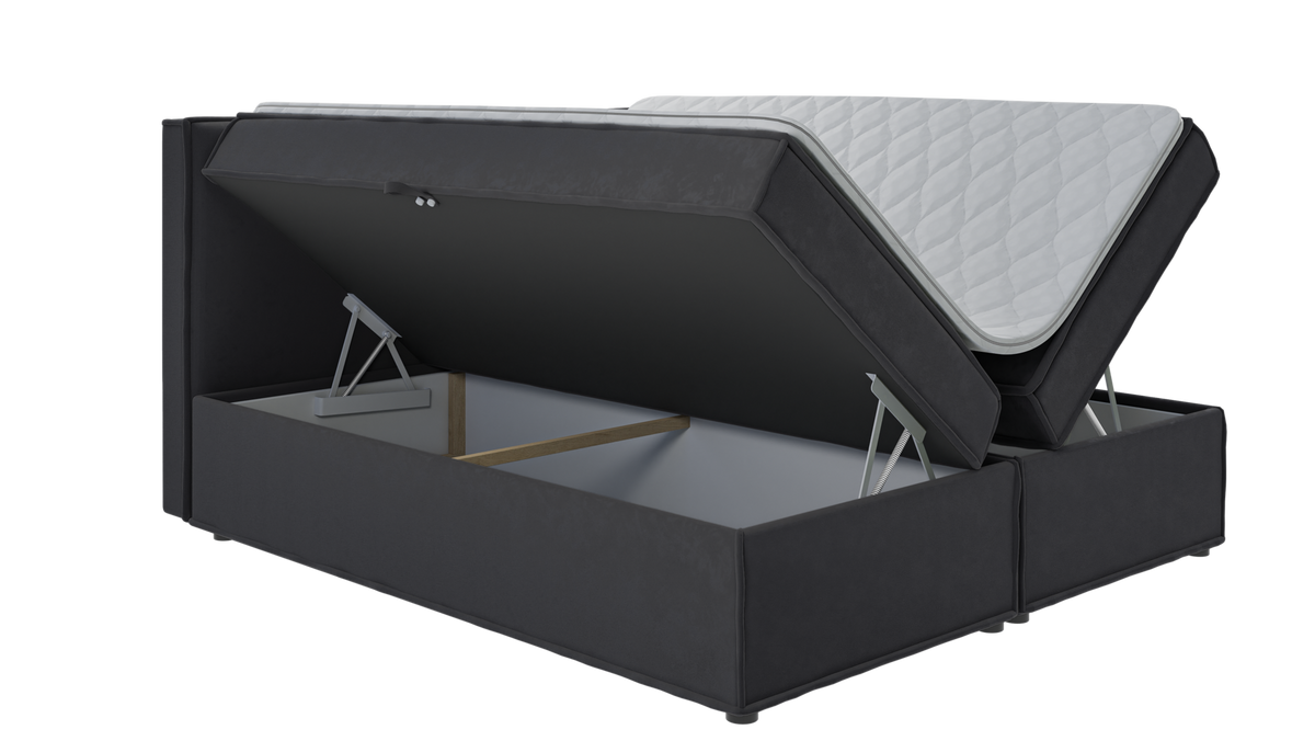 BOXBETT Eclipse 180/200 cm Graphit Luxusmicrofaser - Graphitfarben/Schwarz, Holz/Kunststoff (180/200cm) - S-Style Möbel
