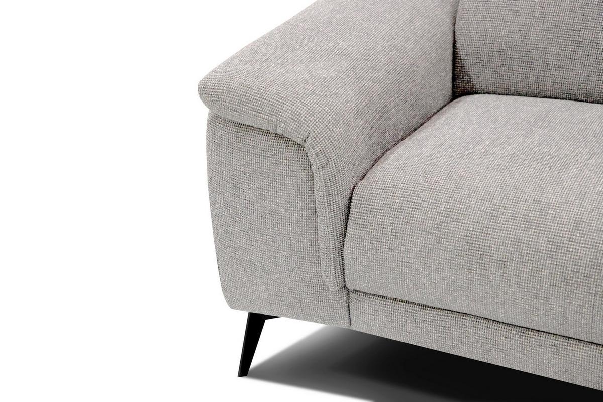 RELAXSOFA FIERO 3-Sitzer mit 1 Relaxfunktion, hellgrau - Hellgrau/Schwarz, Holzwerkstoff/Textil (212/82/103cm) - Wozimo