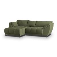 ECKSOFA VESTANO L-S Grün Velours-Stoff mit Schlaffunktion - Grün, Holz (287/182cm) - MASSENO
