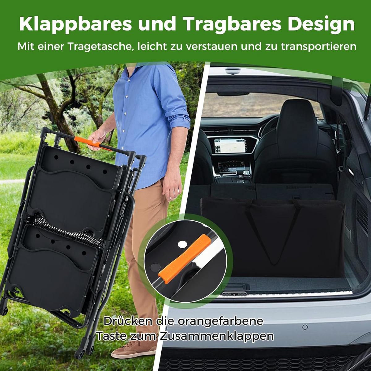 CAMPINGKÜCHE Schwarz - Schwarz, Metall (54/135/88cm) - COSTWAY