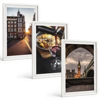 BILDER SET 3er Set - 40x60 cm Weißer Rahmen - Bilder von Essen in der Stadt London - Weiß, Kunststoff (40/60cm) - TULUP