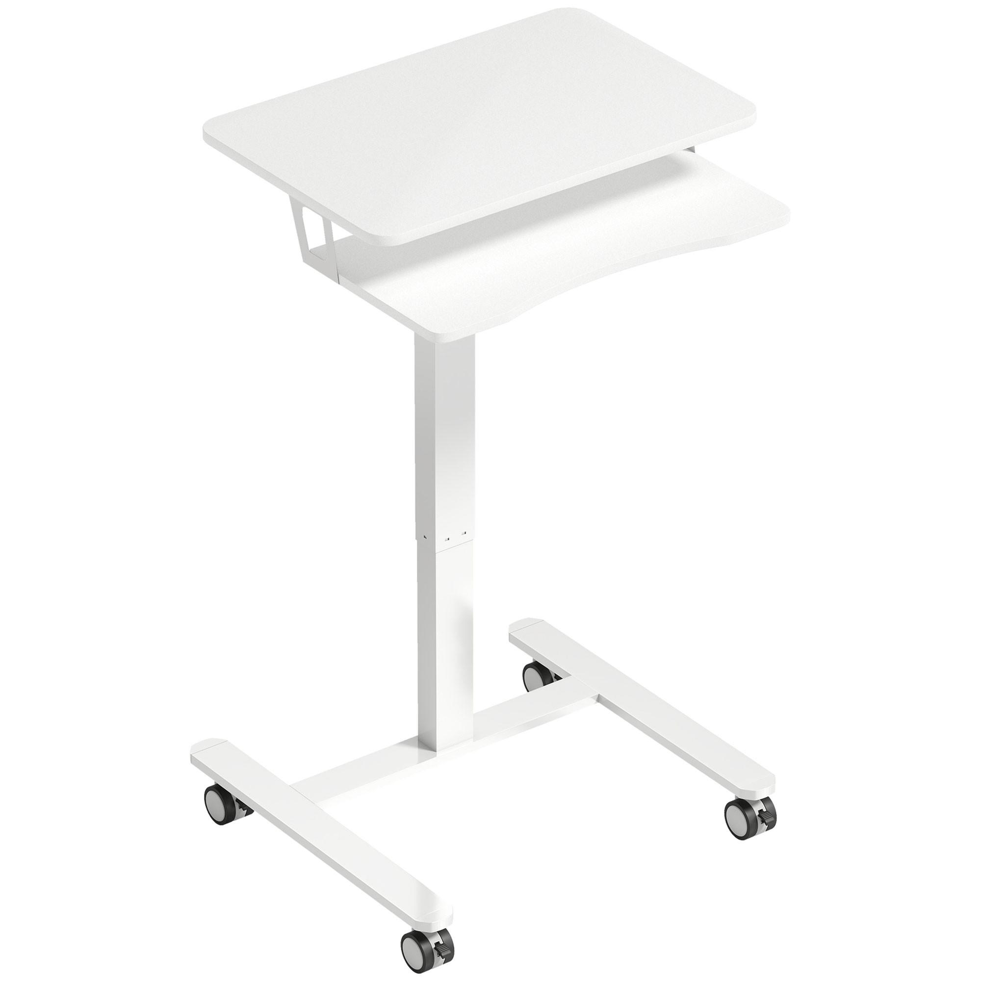 LAPTOPTISCH mit Rollen MDF Stahl Weiß - Weiß, Holzwerkstoff/Metall (65/60/107cm) - HOMCOM