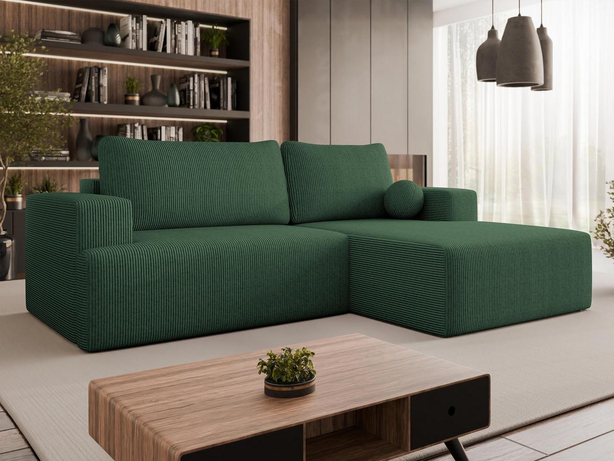 ECKSOFA Mivo Cord, Seite: Rechts - Schwarz/Grün, Holz/Kunststoff (163/266cm) - MIRJAN24