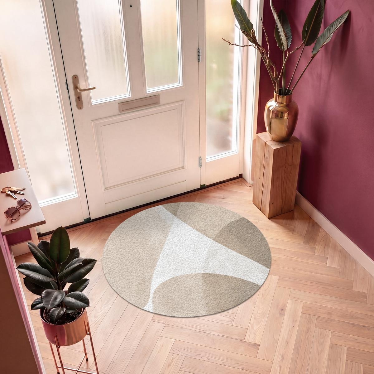 FUSSMATTE Glatte Oberflächen - Harmonisch - Wellenförmig Schmutzfangmatte 120x120 cm - Beige, Kunststoff (120/0.4cm) - MuchoWow