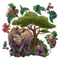 WANDAUFKLEBER 60x65cm - Zeichentrick-Wildtiere - Multicolor, Kunststoff (60/65/0.1cm) - Wallfluent