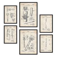 POSTER Set Mit 6 Plakaten Mit Bauwerkzeuge 1 Patenten Im Vintage Stil A3 & A4 Rahmenlos - Klar, Papier (29/3cm) - Nacnic