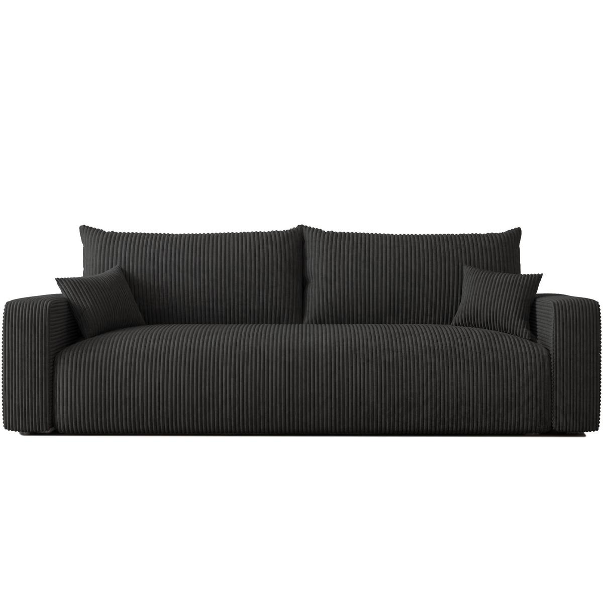SOFA mit Schlaffunktion, Schwarz - Schwarz, Holzwerkstoff (246/79/93cm) - Idohome