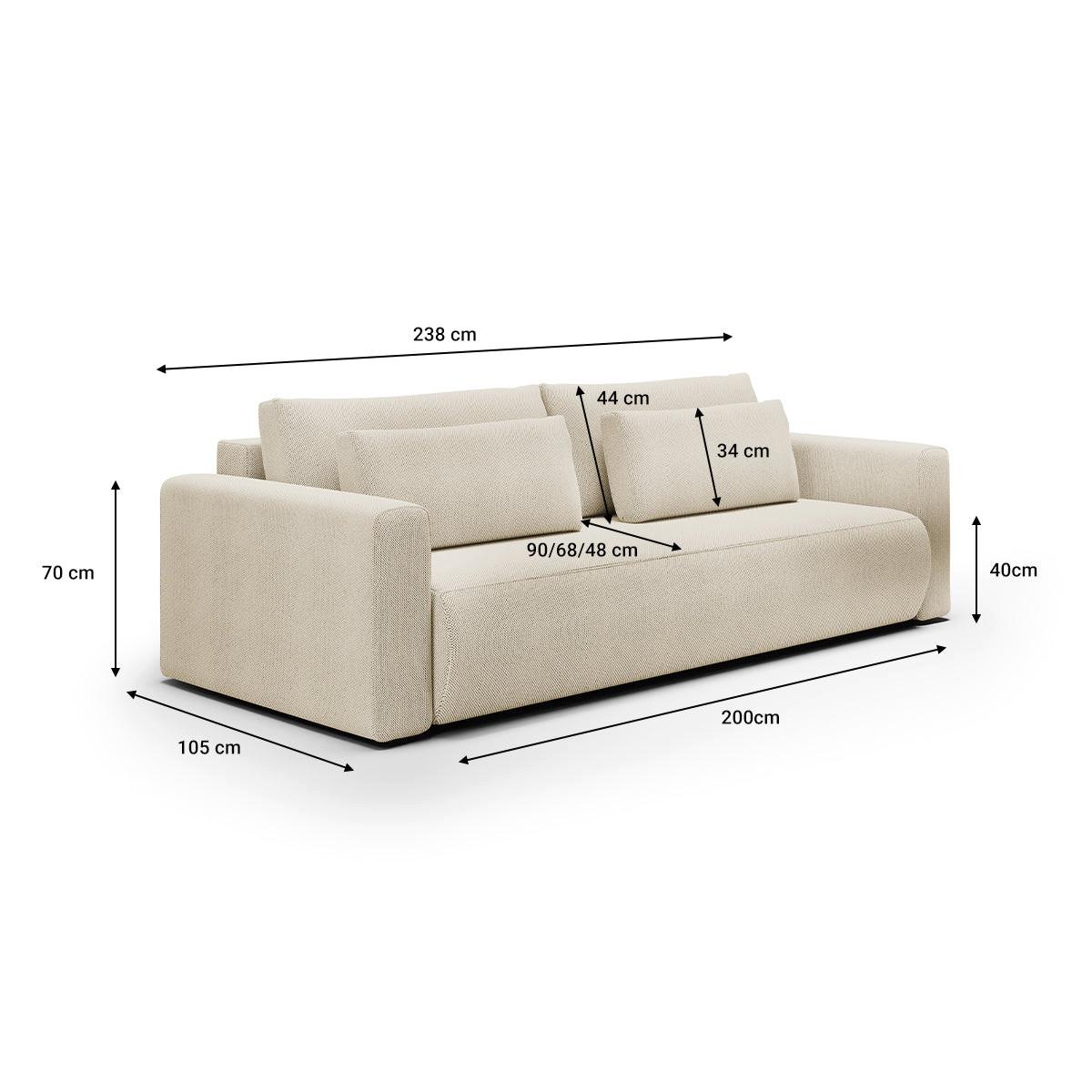 SOFA Evy 3 Sitzplätze Beige - Beige, Holz (238/82/105cm) - Petits-meubles