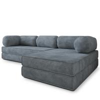 ECKSOFA ETERA modulares Boneless Sofa mit Schlaffunktion Grau Kordstoff - Grau, Textil (270/160cm) - MASSENO