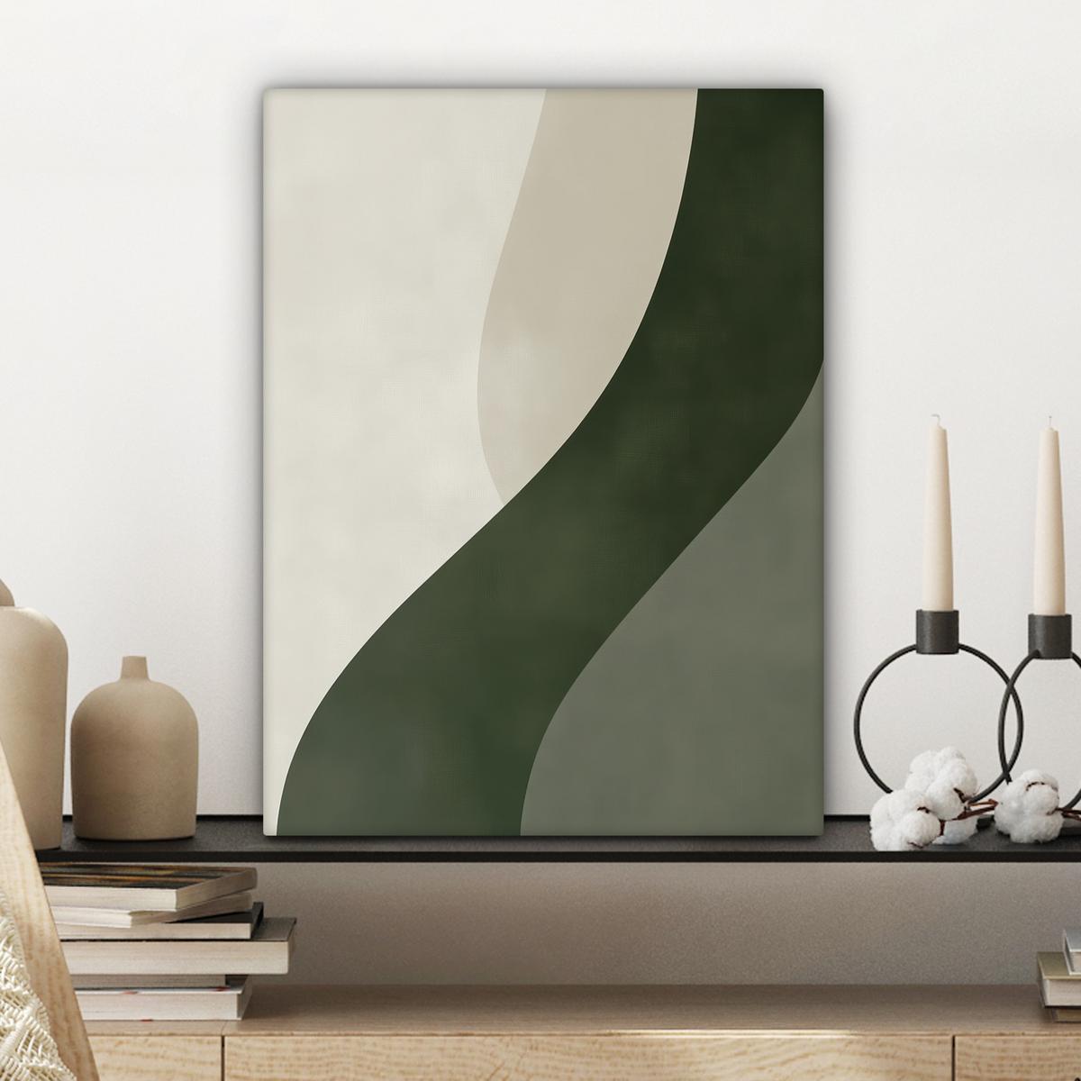 LEINWANDBILD Japandi - Grün - Abstrakt - Modern Room Decor 30x40 cm - Salbeigrün, Textil (30/40cm) - MuchoWow