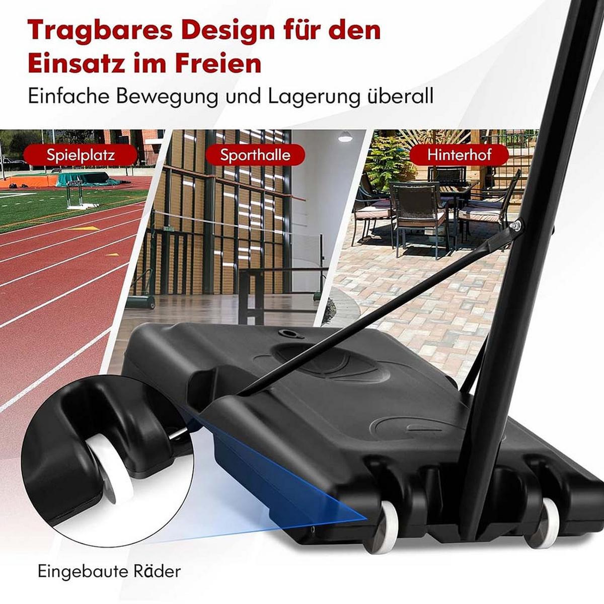 TRAGBARER BASKETBALLKORB Schwarz - Schwarz, Metall (88/58cm) - COSTWAY