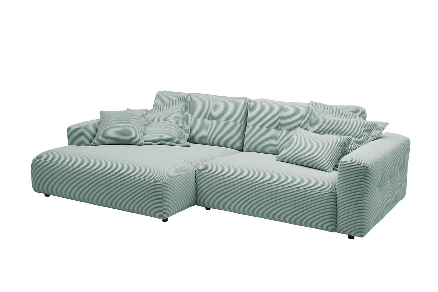 ECKSOFA MIKA Hellblau Cord - Schwarz/Hellblau, Kunststoff/Textil (276/167cm) - KAWOLA