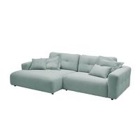 ECKSOFA MIKA Hellblau Cord - Schwarz/Hellblau, Kunststoff/Textil (276/167cm) - KAWOLA