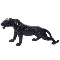 DEKO FIGUR PANTHER MIT HALSBAND Hochglanz Schwarz - Schwarz Hochglanz, Stein (18/28/59cm) - MCW