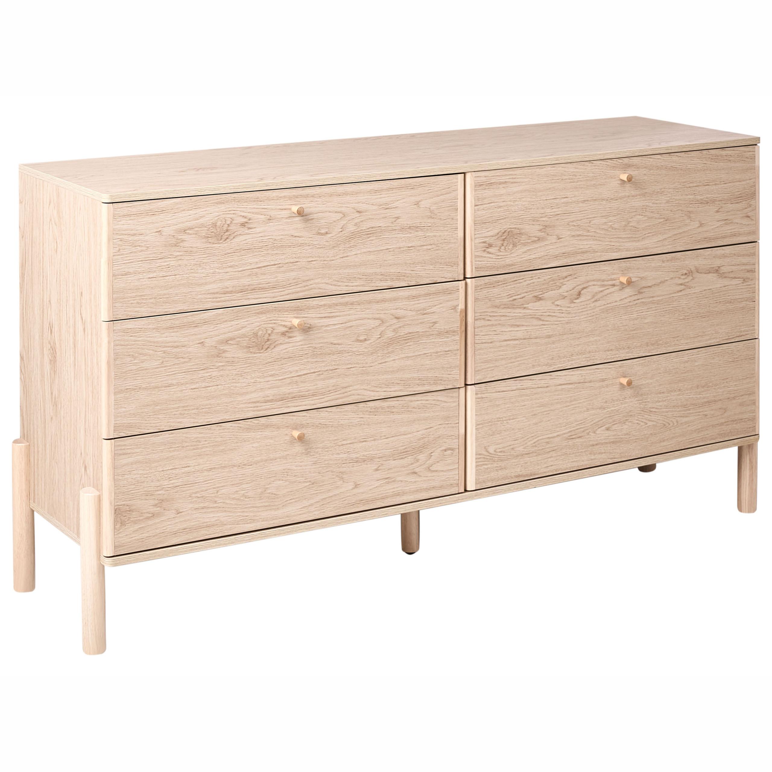 KOMMODE mit 6 Schubladen Hellbraun Collins - Hellbraun, Holzwerkstoff (156/86/46cm) - Beliani
