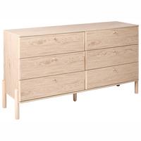 KOMMODE mit 6 Schubladen Hellbraun Collins - Hellbraun, Holzwerkstoff (156/86/46cm) - Beliani