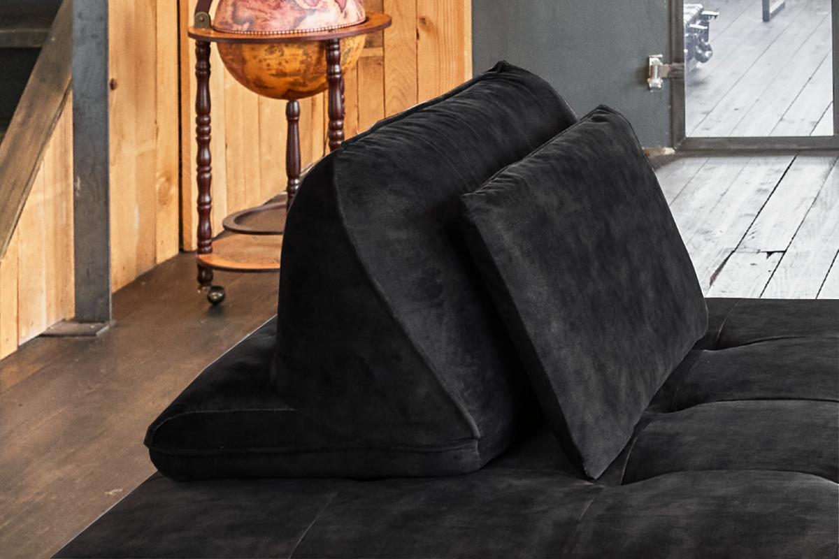 MODULSOFA MIT HOCKER WIOLO Anthrazit Velvet - Anthrazit/Silberfarben, Textil/Metall (350/80/350cm) - KAWOLA