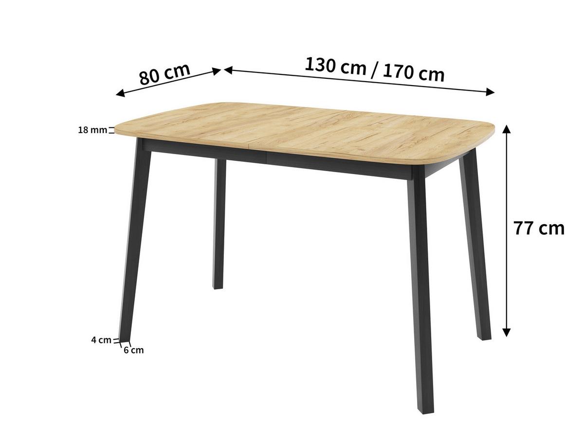 ESSTISCH NICO S Ausziehbar 130 - 170 / 80 x 77 cm - Schwarz/Grau, Holz (130/80/77cm) - MASSENO