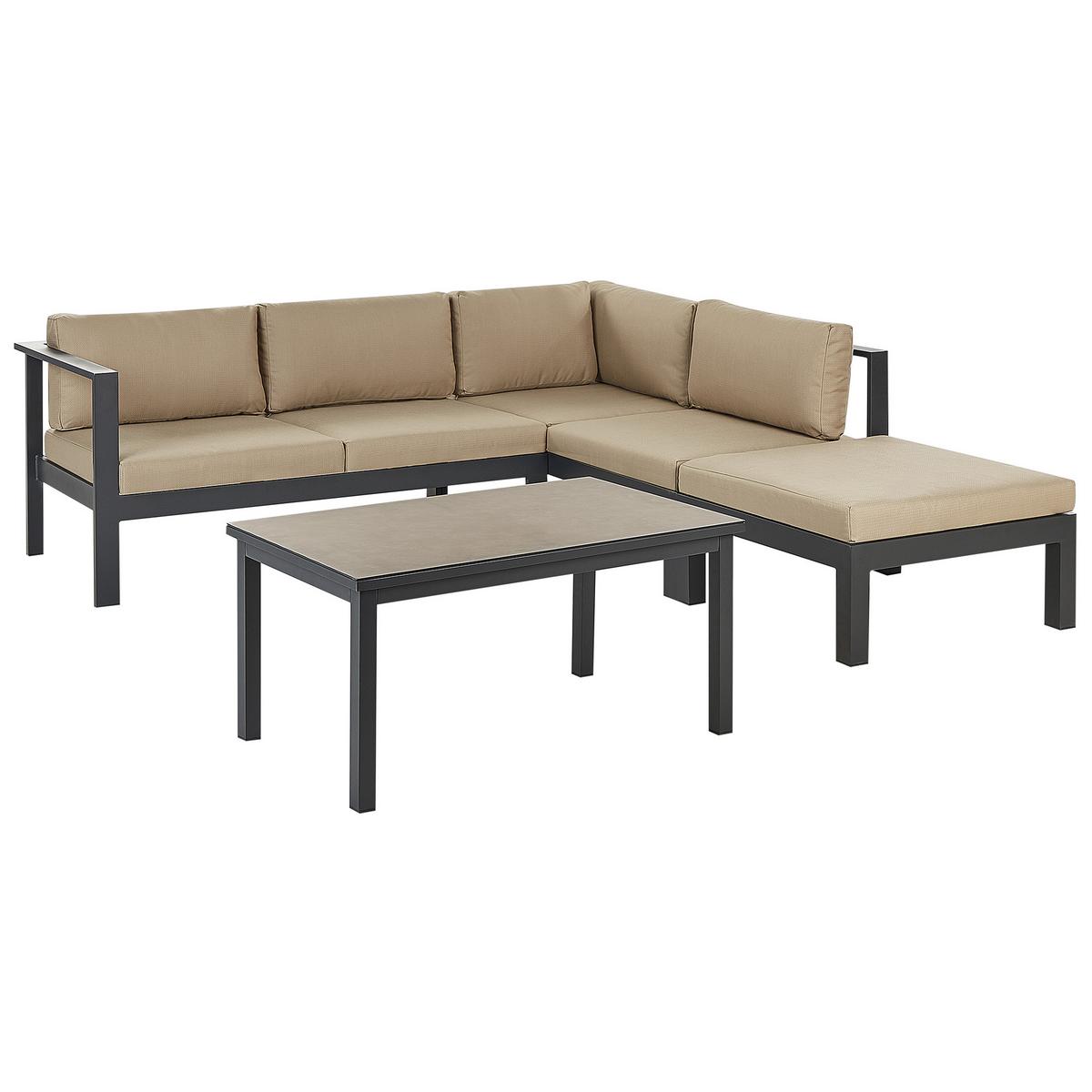LOUNGE-SET 5-Sitzer Schwarz Messina - Beige/Schwarz, Metall - Beliani