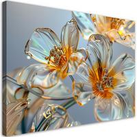LEINWANDBILD Diamant-Glasblumen - Komposition 90x60cm - Weiß, Textil (90/60cm) - Feeby