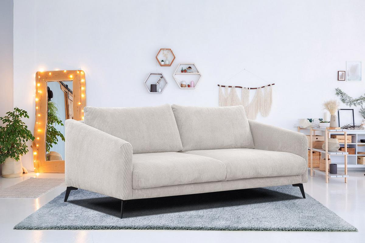 SOFA VILT 3-Sitzer, weiß - Schwarz/Weiß, Holzwerkstoff/Textil (202/89/94cm) - Wozimo