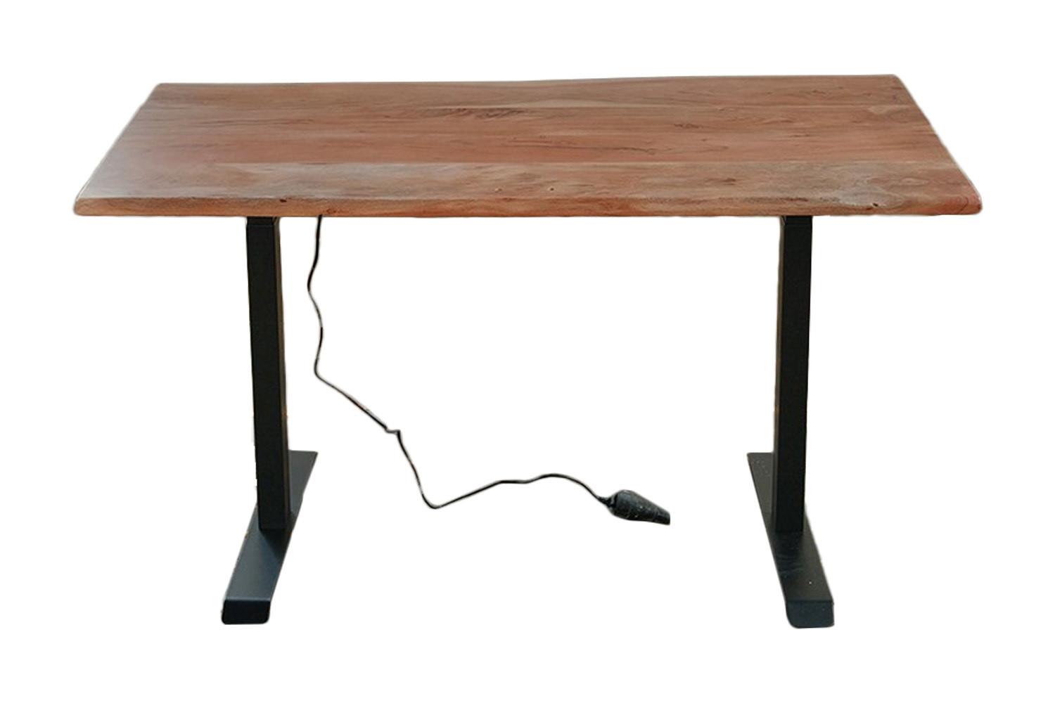 SCHREIBTISCH LORA elektrisch höhenverstellbar Nussbaum Dekor Akazie - Nussbaumfarben/Schwarz, Holz (90/180/72cm) - KAWOLA
