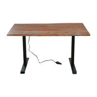 SCHREIBTISCH LORA elektrisch höhenverstellbar Nussbaum Dekor Akazie - Nussbaumfarben/Schwarz, Holz (90/180/72cm) - KAWOLA