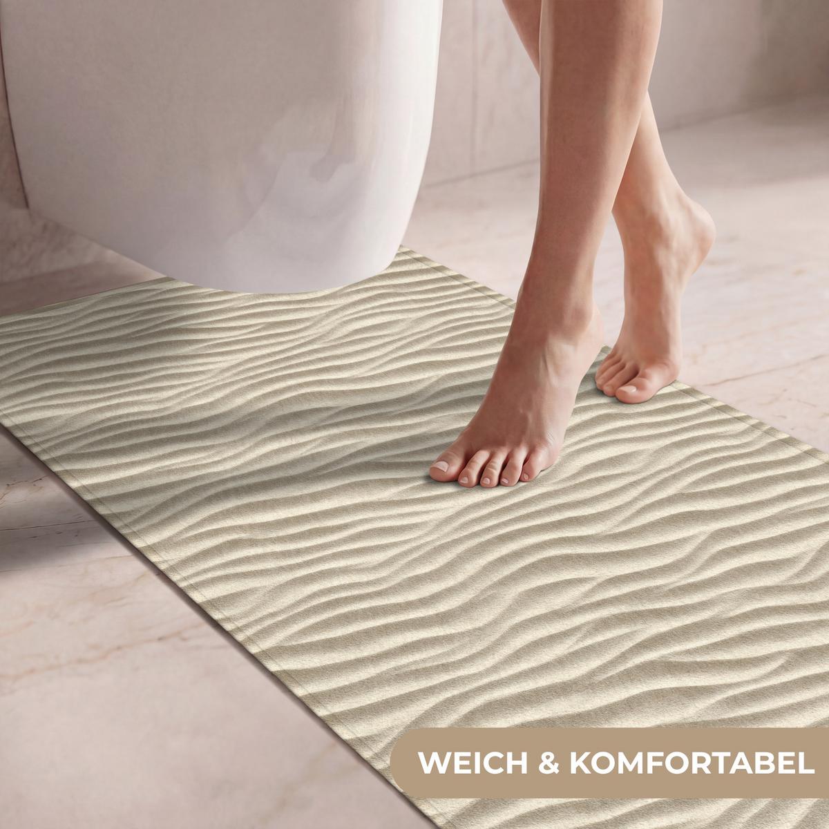 WC-VORLEGER Sand - Wellen - Beige Toilettenvorleger 60x120 cm - Sandfarben, Textil (60/1cm) - OnlyWow