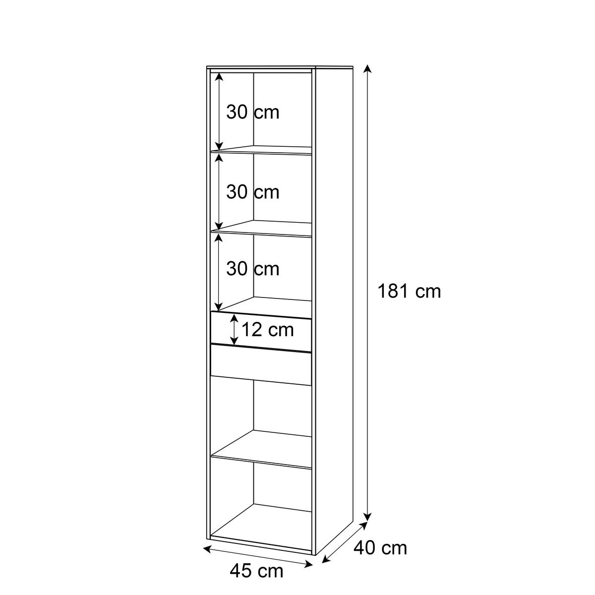 VITRINE HÄNGENDE AURORA in Weiß hochglanz mit LED-Beleuchtung - Weiß Hochglanz, Holzwerkstoff (45/181/40cm) - Lookway