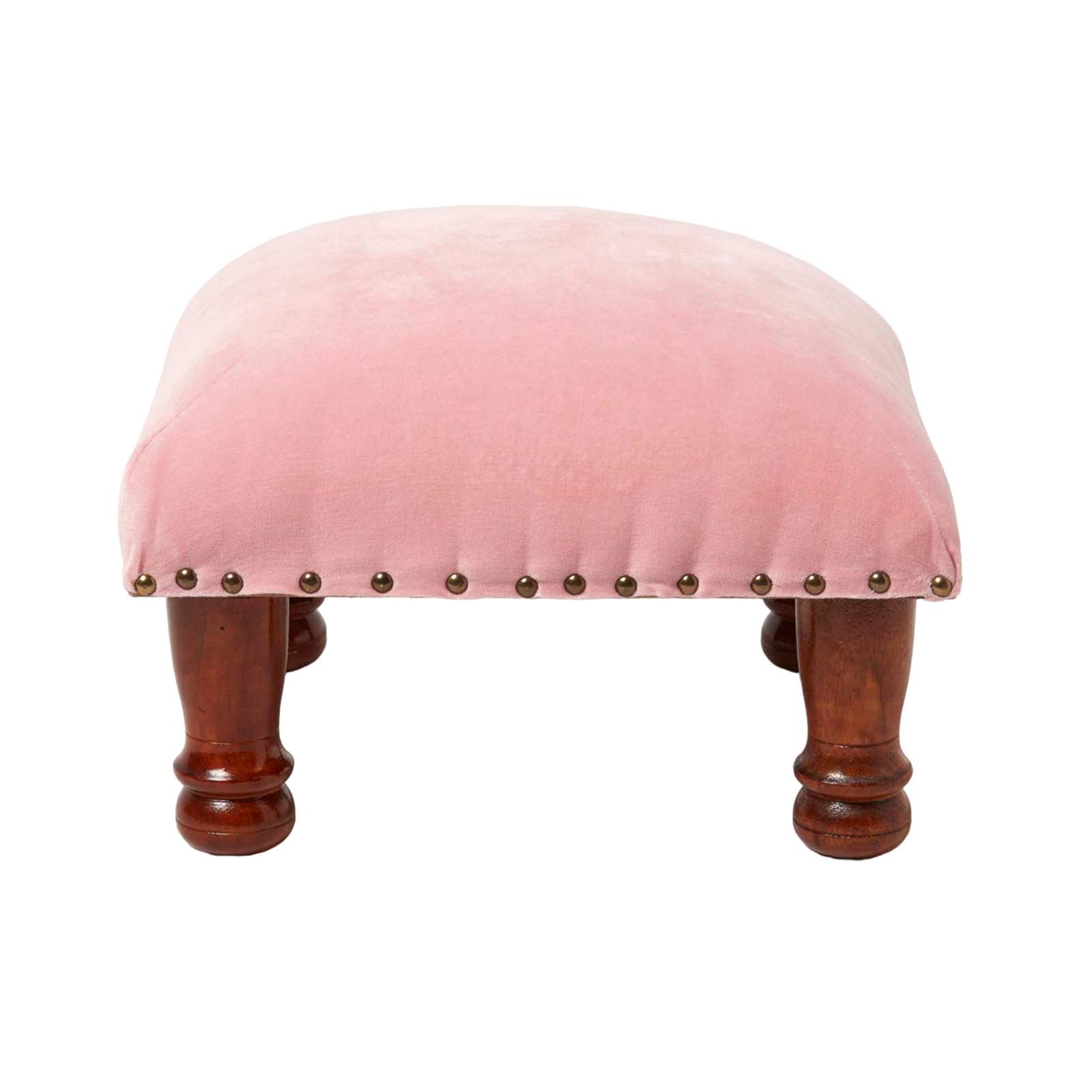 SAMT-HOCKER Mable, rosa mit Holzbeinen, 40/40/25 cm - Rosa, Textil (40/25/40cm) - Homescapes