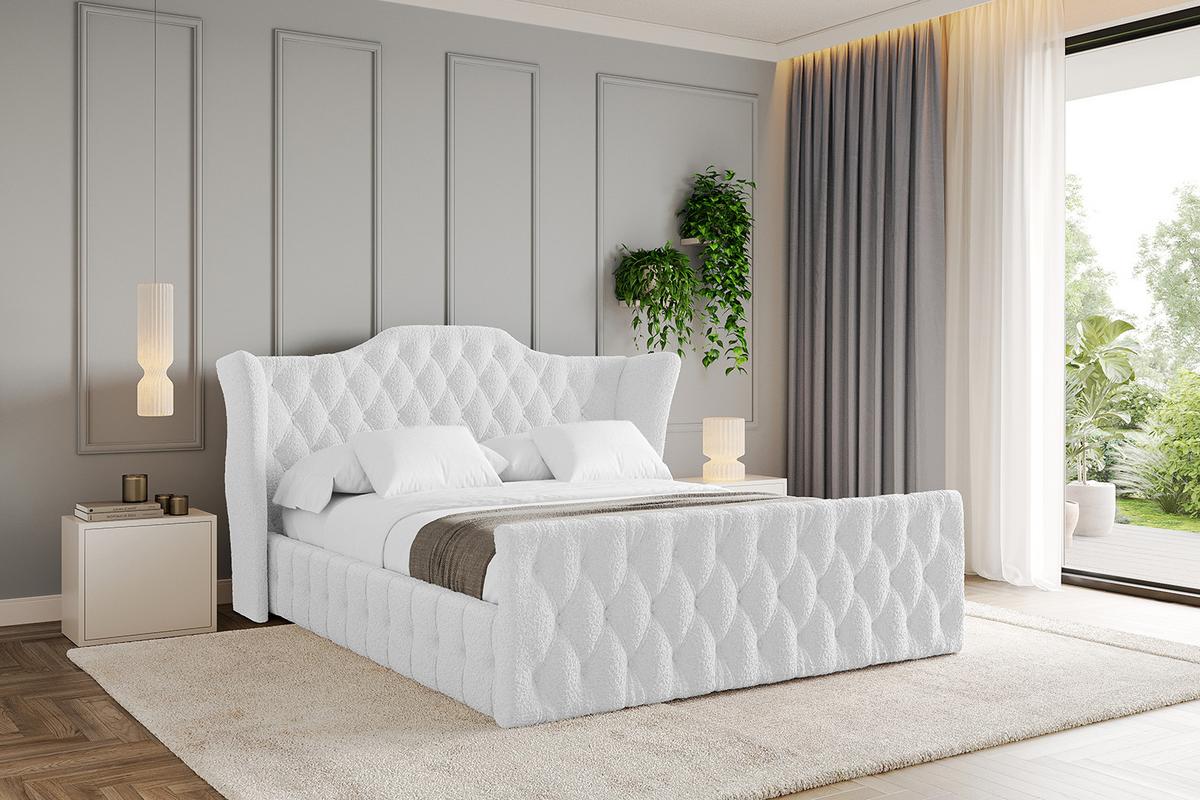 POLSTERBETT mit Bettkasten, Fußteil und Lattenrost, Boxbett mit Matratze H3/H4 - MODY-Z 120x200 Weiß - Weiß, Holzwerkstoff/Textil (120/200cm) - ALTDECOR