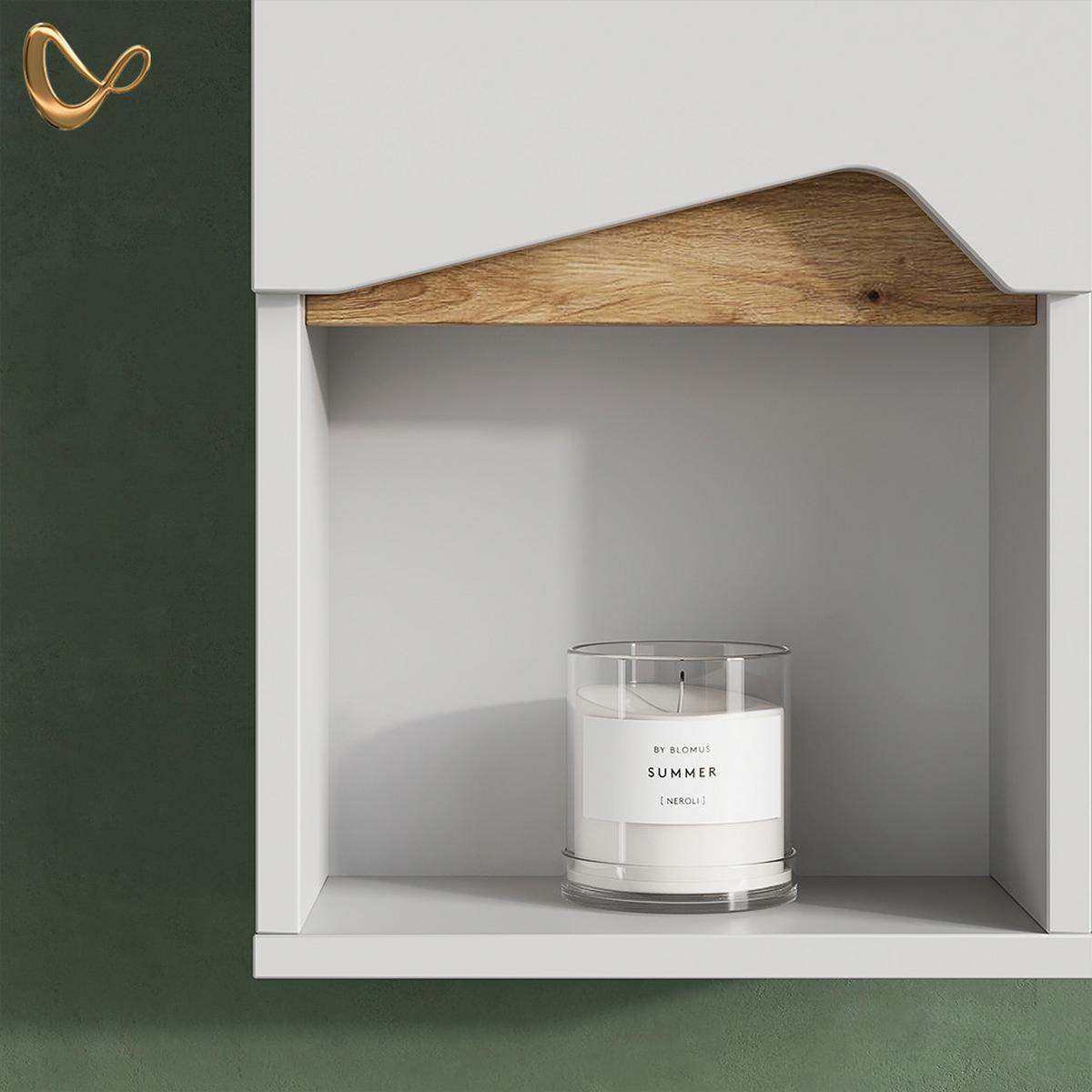 BADSCHRANK Timavo Weiß 30 x 67 cm mit Tür und offenem Fach - Weiß, Holzwerkstoff (30/67/17cm) - Livinity®