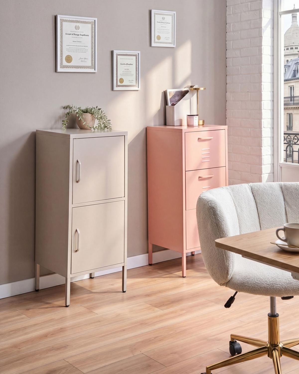 BÜROSCHRANK Metall Beige Huron - Beige, Metall (40/102/40cm) - Beliani