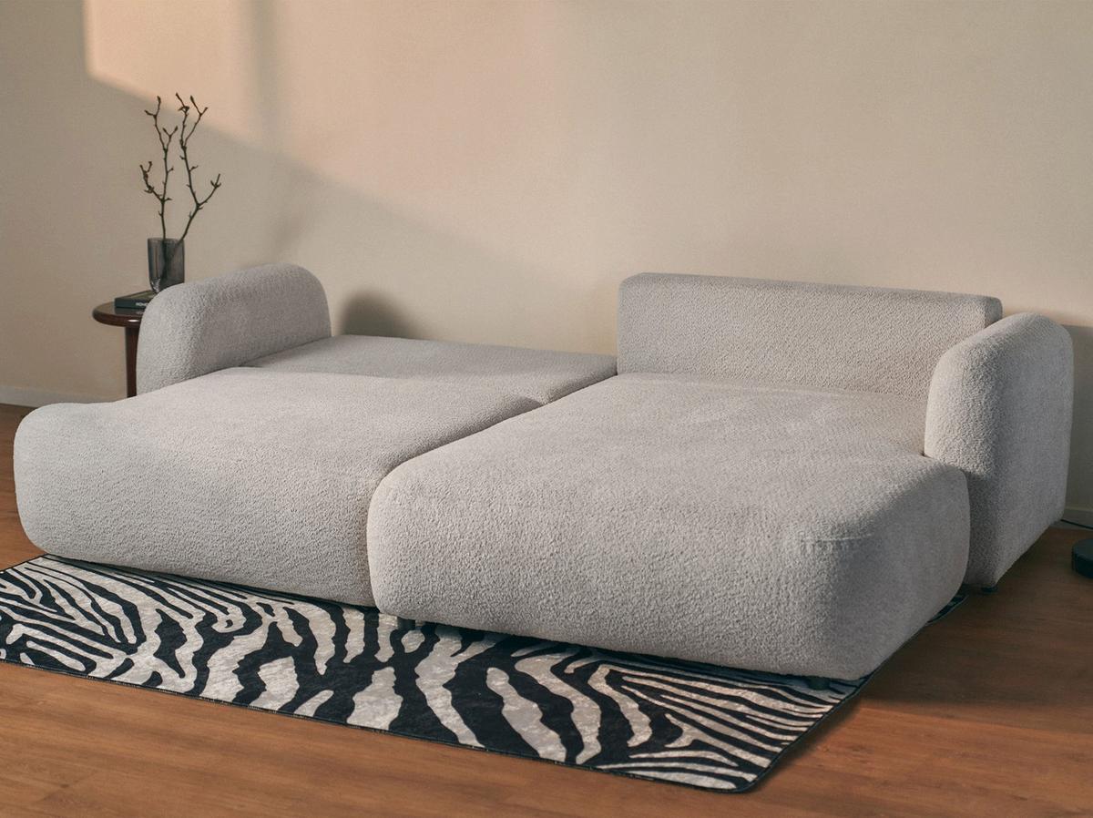 ECKSOFA Tvoya Hellgrau Bouclé - Hellgrau/Schwarz, Kunststoff/Textil (175/267cm) - Selsey