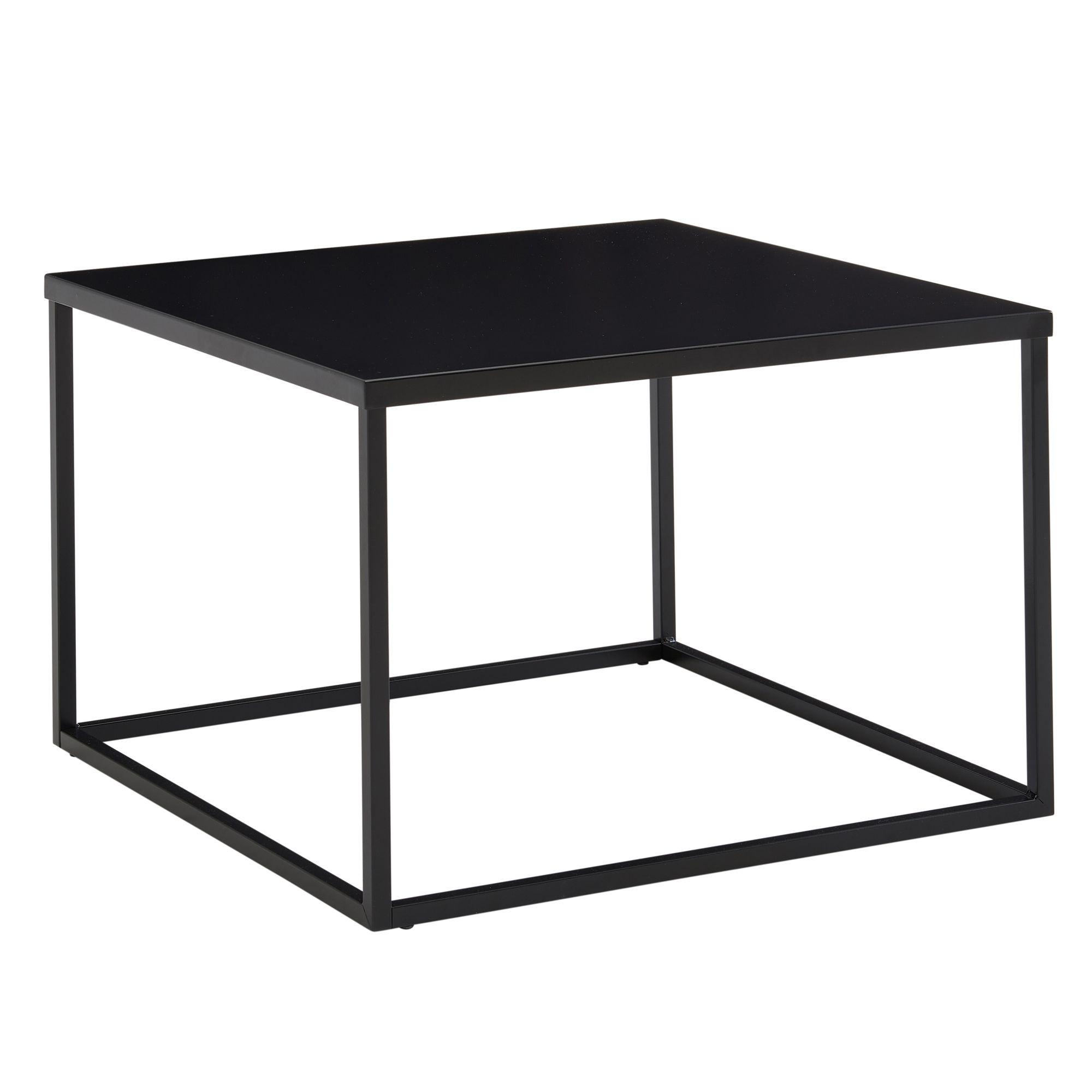 COUCHTISCH quadratisch mit Marmor-Optik, Metallgestell im Industrial-Stil, Schwarz 60x60x45 cm - Schwarz, Metall (60/60/45cm) - KADIMA DESIGN