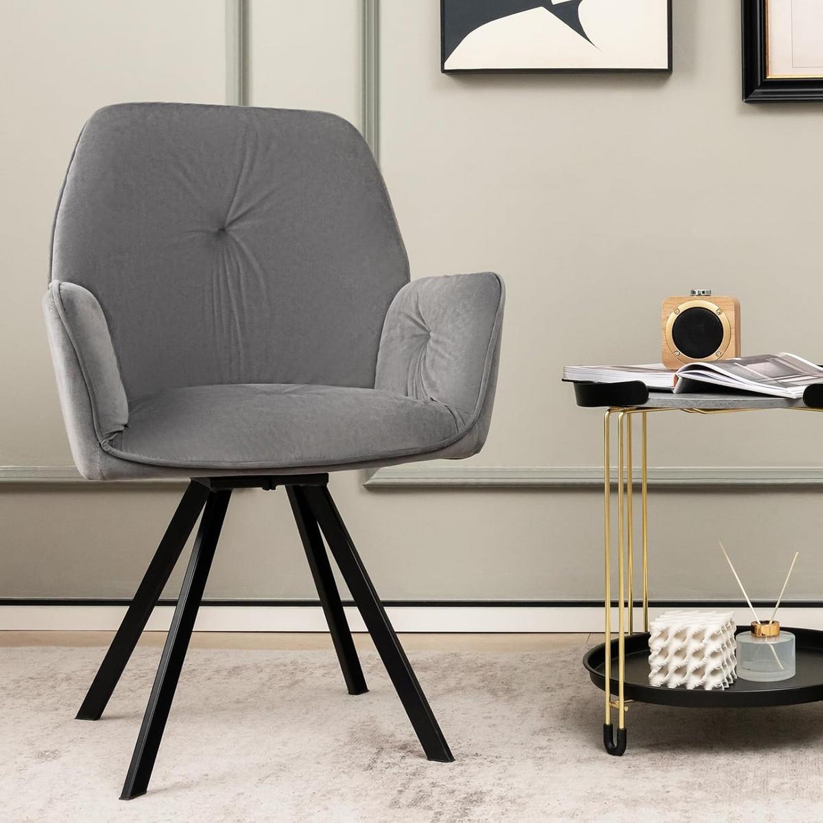 DREHSTUHL 87cm Grau(2er-Set) - Grau, Textil (63/87/59cm) - COSTWAY