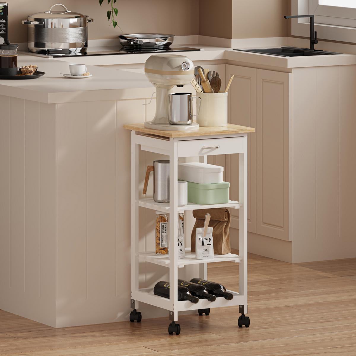 SERVIERWAGEN Biel - Weiß, Holzwerkstoff (37/76/37cm) - [en.casa]